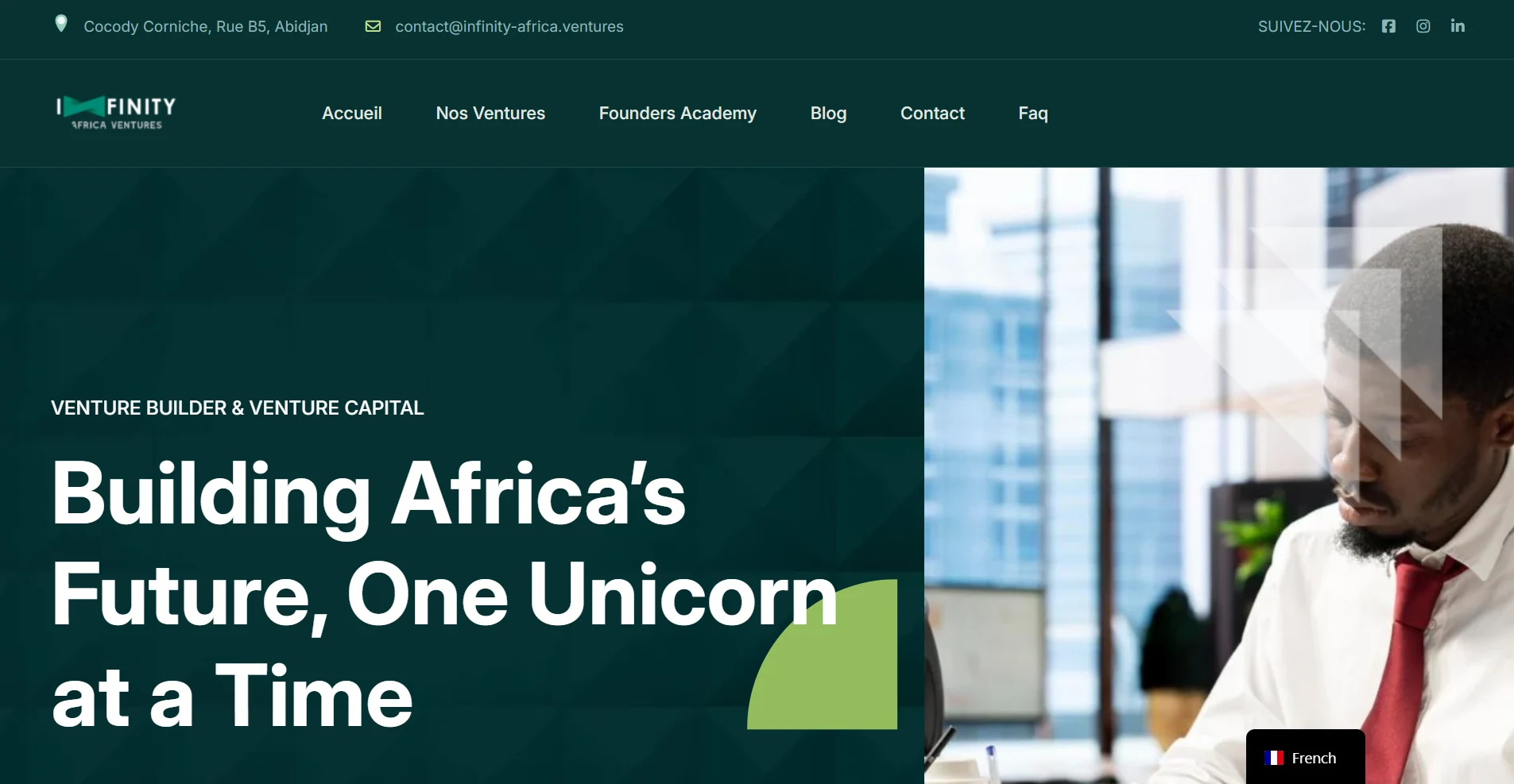 Site web Infinity Africa Ventures — réalisation de Cédric N’DOUA